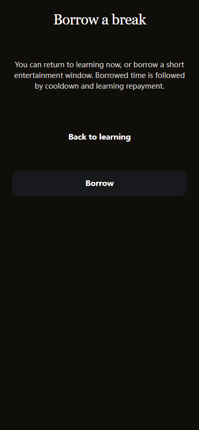 LearnTok borrow a break screen.